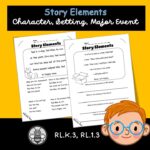 Character Setting and Problem Worksheets for Kindergarten | Major Event