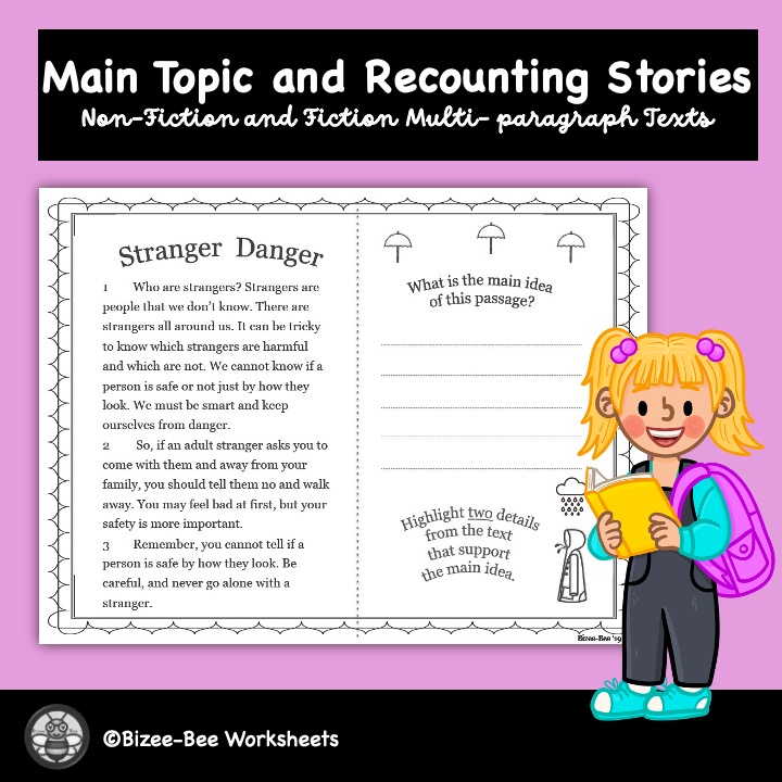 Main Topic Worksheets for Second Grade | Recounting Stories (RI2.2, RL2.2)